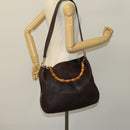 GUCCI Bamboo Hand Bag Leather 2way Brown Gold 001 2123 1577 Auth th6173-21