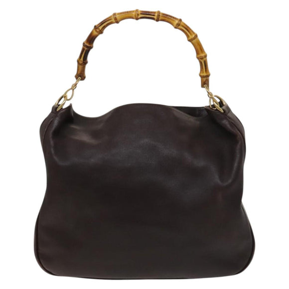 GUCCI Bamboo Handtasche Leder 2-Wege Braun Gold 001 2123 1577 Auth th6173