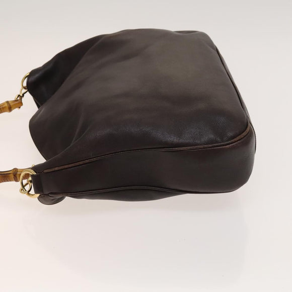 GUCCI Bamboo Hand Bag Leather 2way Brown Gold 001 2123 1577 Auth th6173