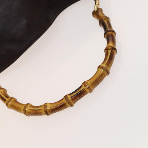 GUCCI Bamboo Hand Bag Leather 2way Brown Gold 001 2123 1577 Auth th6173