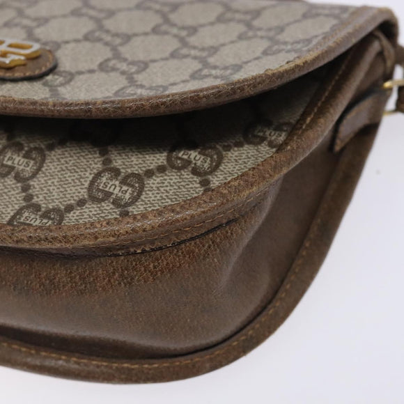 GUCCI GG Plus Supreme Shoulder Bag PVC Beige Gold Auth th6187