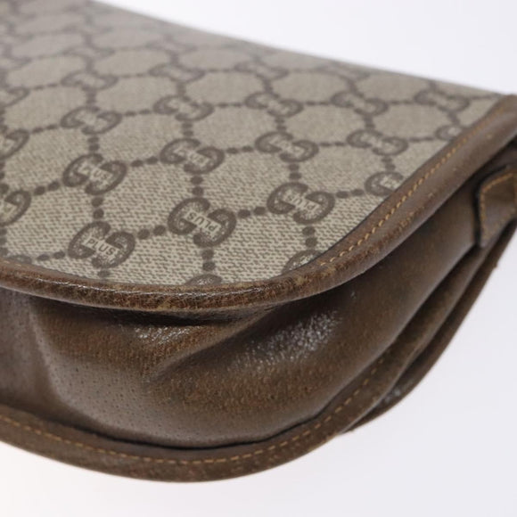 GUCCI GG Plus Supreme Shoulder Bag PVC Beige Gold Auth th6187