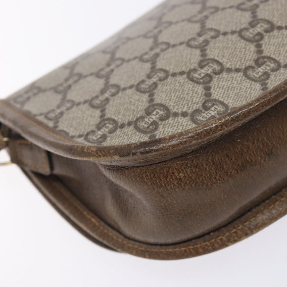 GUCCI GG Plus Supreme Shoulder Bag PVC Beige Gold Auth th6187