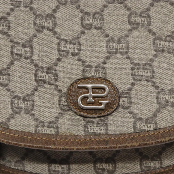 GUCCI GG Plus Supreme Shoulder Bag PVC Beige Gold Auth th6187