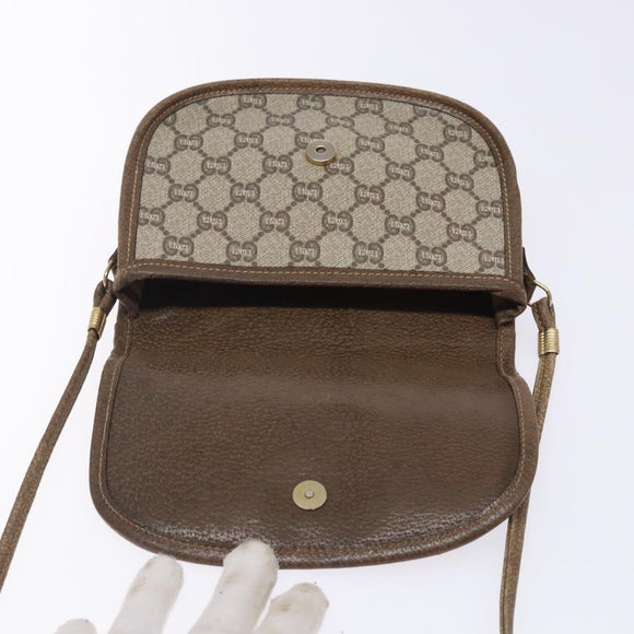 GUCCI GG Plus Supreme Shoulder Bag PVC Beige Gold Auth th6187