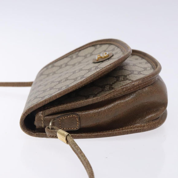 GUCCI GG Plus Supreme Shoulder Bag PVC Beige Gold Auth th6187