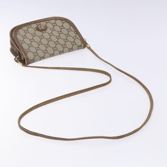 GUCCI GG Plus Supreme Shoulder Bag PVC Beige Gold Auth th6187