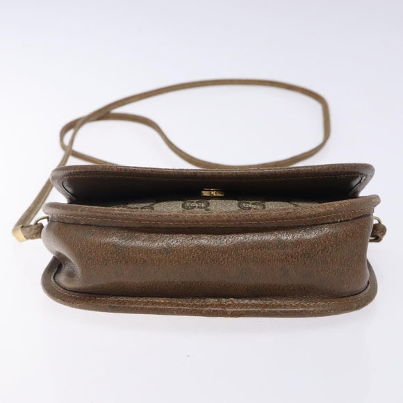 GUCCI GG Plus Supreme Shoulder Bag PVC Beige Gold Auth th6187