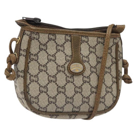 GUCCI GG Plus Supreme Shoulder Bag PVC Beige Auth th6188