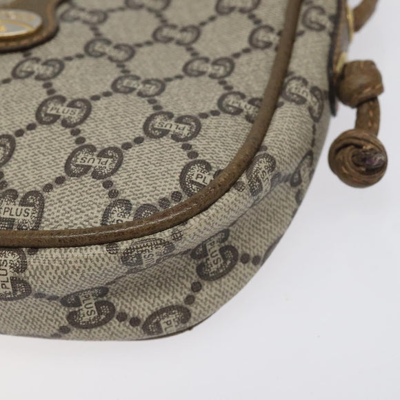 GUCCI GG Plus Supreme Shoulder Bag PVC Beige Auth th6188