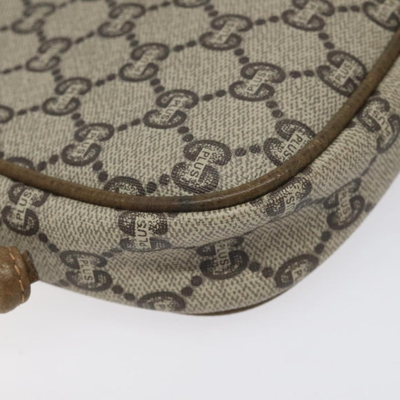 GUCCI GG Plus Supreme Shoulder Bag PVC Beige Auth th6188
