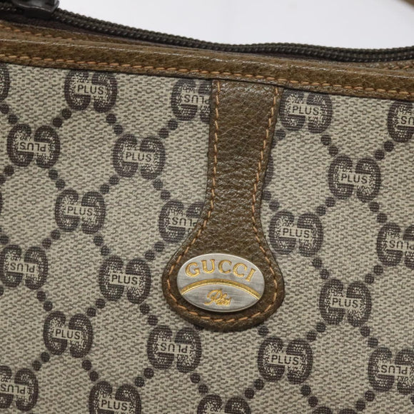 GUCCI GG Plus Supreme Shoulder Bag PVC Beige Auth th6188