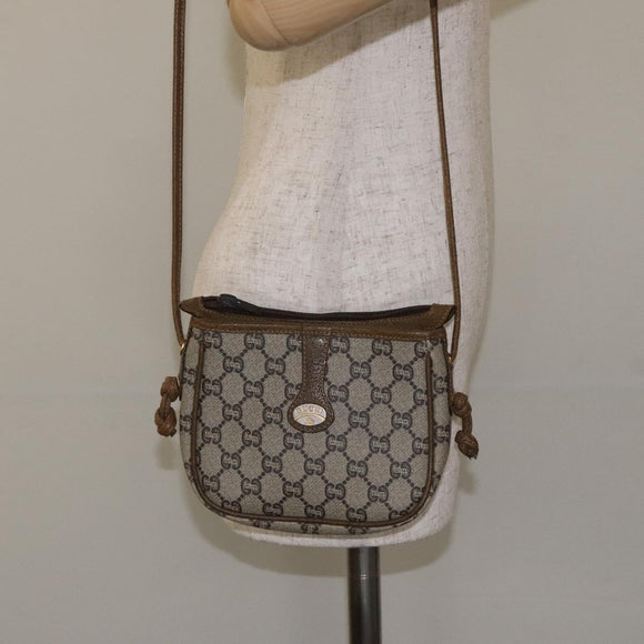 GUCCI GG Plus Supreme Shoulder Bag PVC Beige Auth th6188