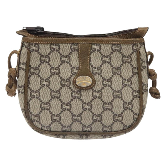 GUCCI GG Plus Supreme Shoulder Bag PVC Beige Auth th6188