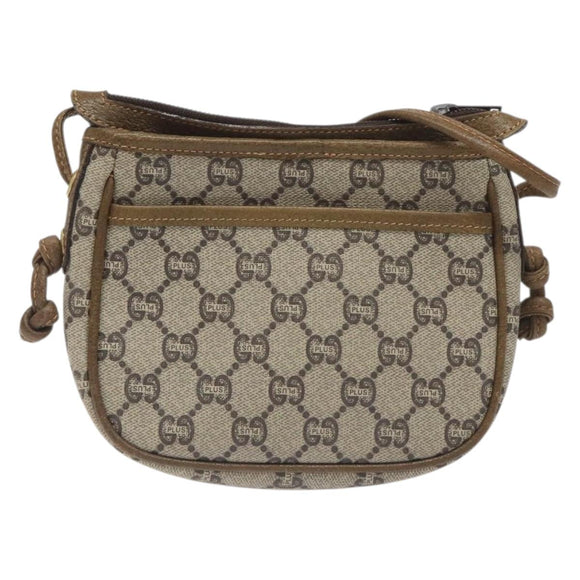 GUCCI GG Plus Supreme Shoulder Bag PVC Beige Auth th6188