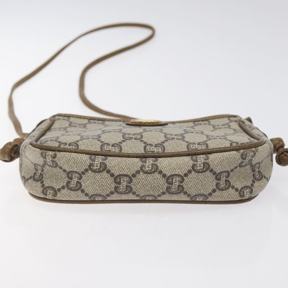 GUCCI GG Plus Supreme Shoulder Bag PVC Beige Auth th6188