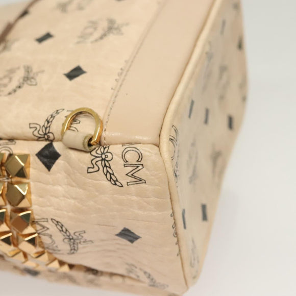 MCM Vicetos Logogram Backpack PVC Leather Beige Auth th6195