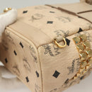 MCM Vicetos Logogram Backpack PVC Leather Beige Auth th6195-16