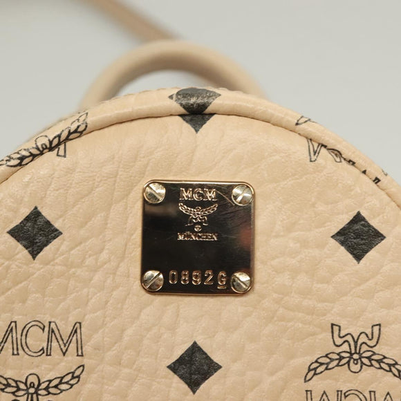 MCM Vicetos Logogram Backpack PVC Leather Beige Auth th6195