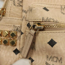 MCM Vicetos Logogram Backpack PVC Leather Beige Auth th6195-17