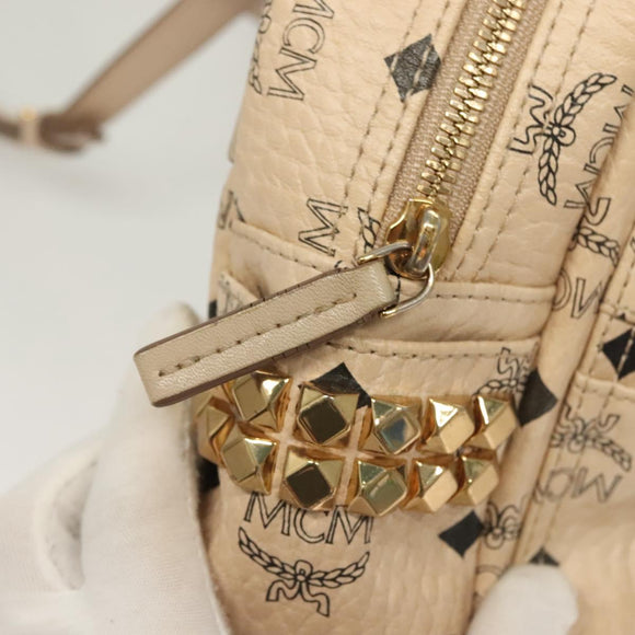 MCM Vicetos Logogram Backpack PVC Leather Beige Auth th6195