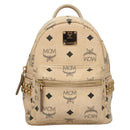 MCM Vicetos Logogram Backpack PVC Leather Beige Auth th6195-13