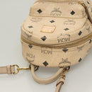 MCM Vicetos Logogram Backpack PVC Leather Beige Auth th6195-6