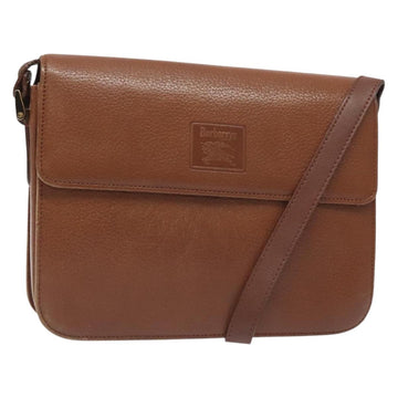 Burberrys Shoulder Bag Leather Brown Gold Auth th6199