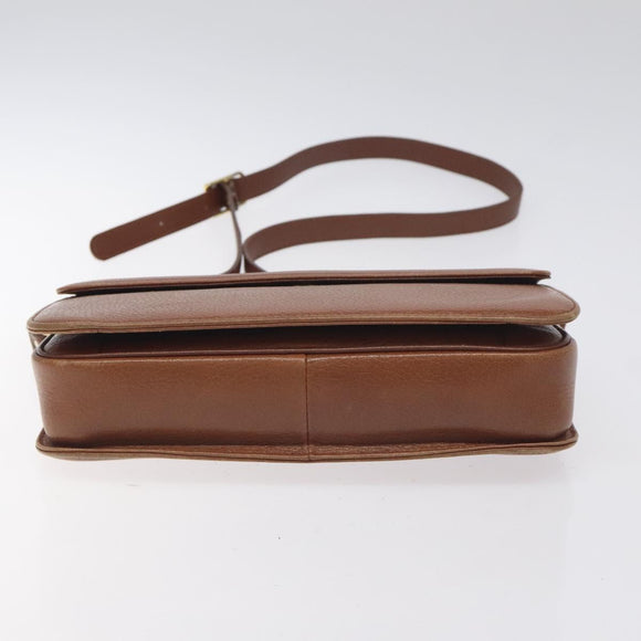 Burberrys Shoulder Bag Leather Brown Gold Auth th6199