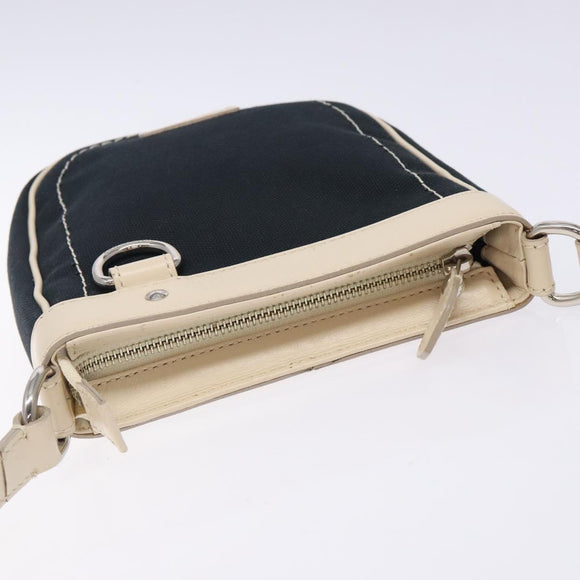 BURBERRY Shoulder Bag Canvas Navy Silver Auth th6201