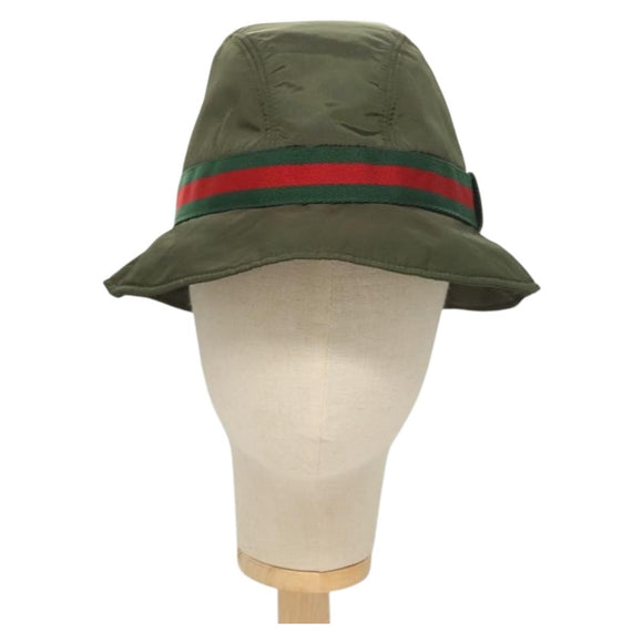 GUCCI Hat Nylon M Khaki Auth th6202