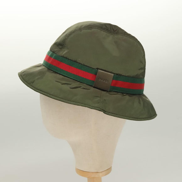 GUCCI Hat Nylon M Khaki Auth th6202