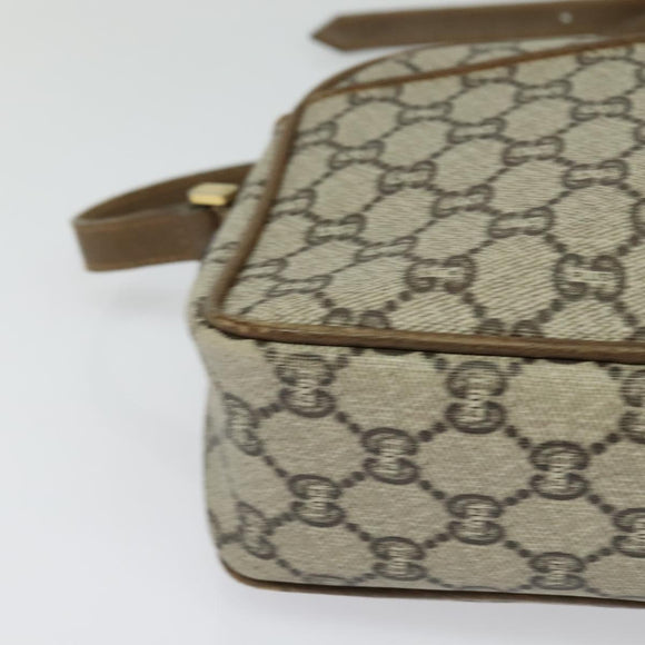 GUCCI GG Plus Supreme Shoulder Bag PVC Beige Gold Auth th6208