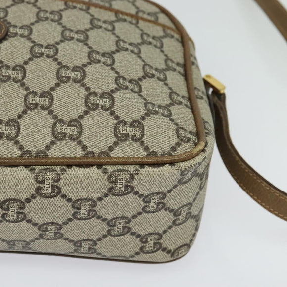 GUCCI GG Plus Supreme Shoulder Bag PVC Beige Gold Auth th6208