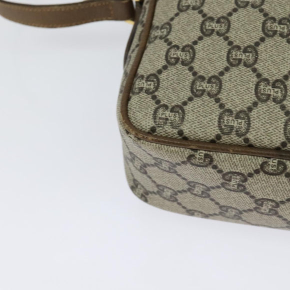 GUCCI GG Plus Supreme Shoulder Bag PVC Beige Gold Auth th6208