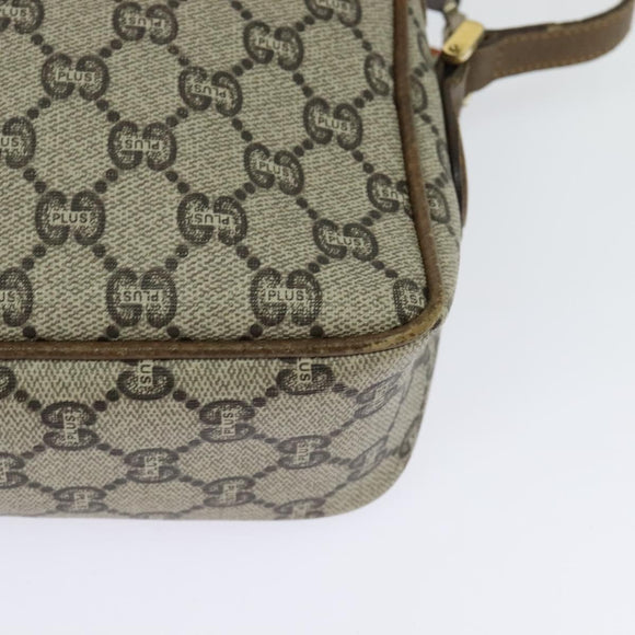 GUCCI GG Plus Supreme Shoulder Bag PVC Beige Gold Auth th6208