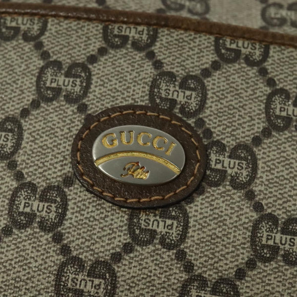 GUCCI GG Plus Supreme Shoulder Bag PVC Beige Gold Auth th6208