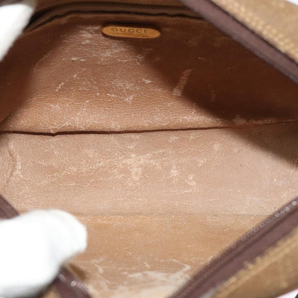 GUCCI GG Plus Supreme Shoulder Bag PVC Beige Gold Auth th6208