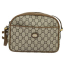 GUCCI GG Plus Supreme Shoulder Bag PVC Beige Gold Auth th6208-2