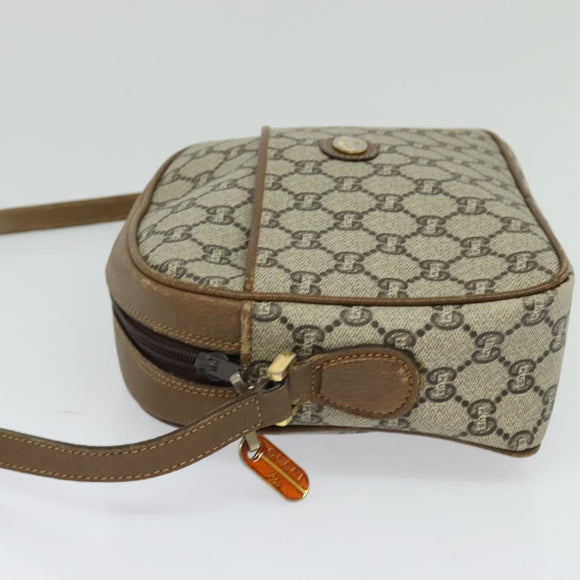 GUCCI GG Plus Supreme Shoulder Bag PVC Beige Gold Auth th6208