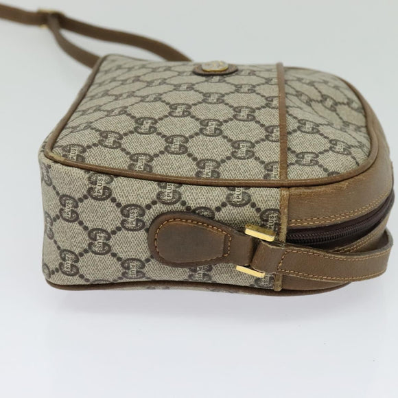 GUCCI GG Plus Supreme Shoulder Bag PVC Beige Gold Auth th6208