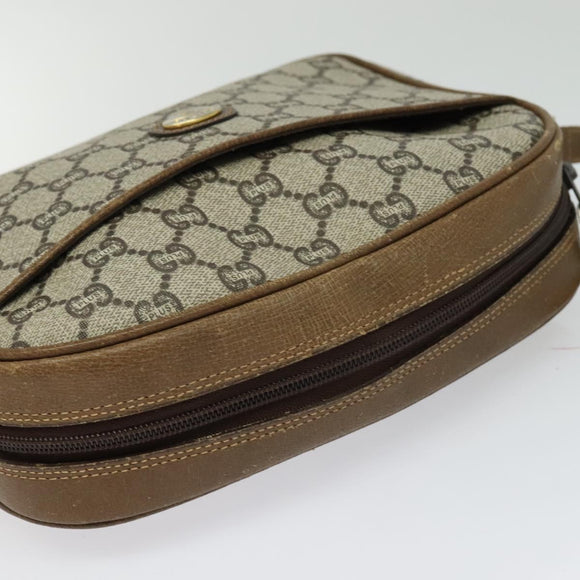 GUCCI GG Plus Supreme Shoulder Bag PVC Beige Gold Auth th6208