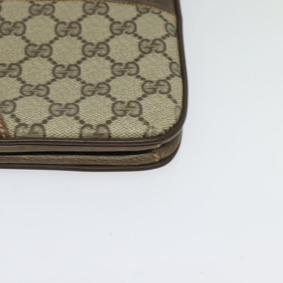 GUCCI GG Supreme Shoulder Bag PVC Beige Gold Auth th6212