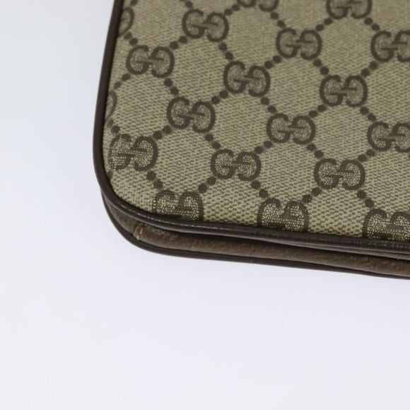 GUCCI GG Supreme Shoulder Bag PVC Beige Gold Auth th6212