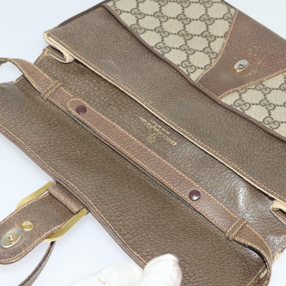 GUCCI GG Supreme Shoulder Bag PVC Beige Gold Auth th6212