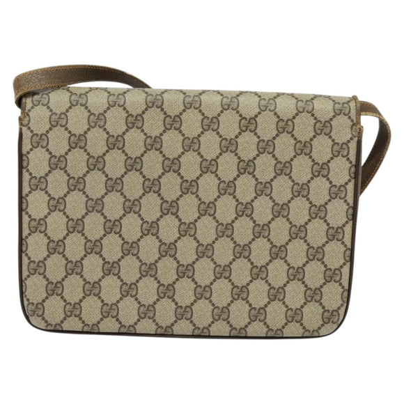 GUCCI GG Supreme Shoulder Bag PVC Beige Gold Auth th6212