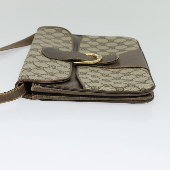 GUCCI GG Supreme Shoulder Bag PVC Beige Gold Auth th6212