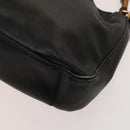 GUCCI Bamboo Hand Bag Leather 2way Black Gold 001 3754 1638 Auth th6215-10
