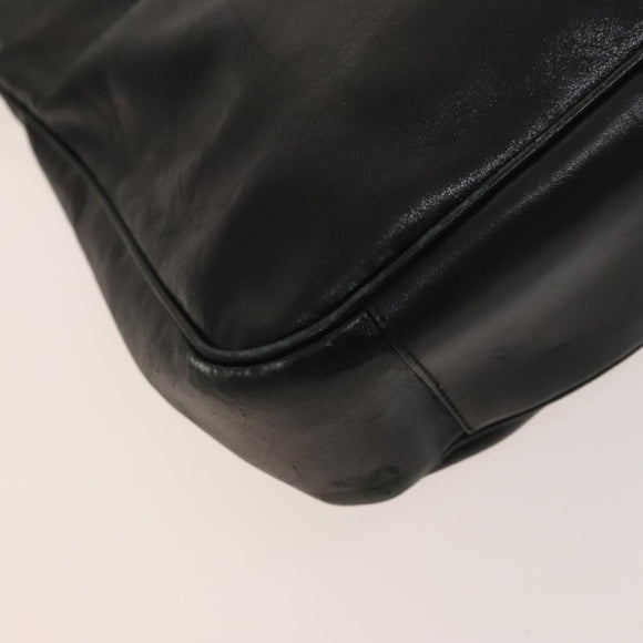 GUCCI Bamboo Hand Bag Leather 2way Black Gold 001 3754 1638 Auth th6215