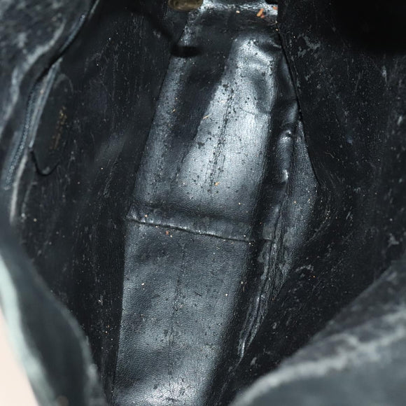 GUCCI Bamboo Hand Bag Leather 2way Black Gold 001 3754 1638 Auth th6215